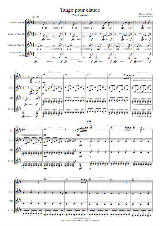Tango pour Claude - Quatuor de Clarinettes - GALLIANO R. - app.scorescoreTitle