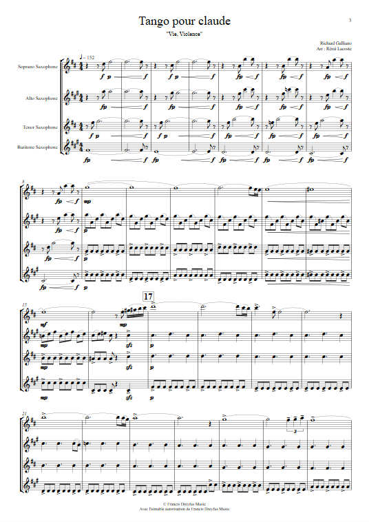 Tango pour Claude - Quatuor de Saxophones - GALLIANO R. - app.scorescoreTitle