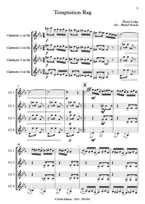 Temptation Rag - Quatuor de Clarinettes - LODGE H. - Partition