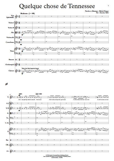 Quelque chose de tennesse - Orchestre à Cordes - BERGER M. - Partition