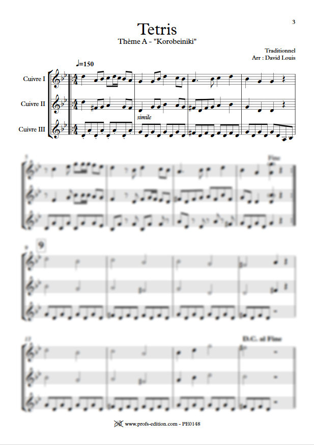 Tétris (2 thèmes) - Trio Cuivres - TRADITIONNEL RUSSE - app.scorescoreTitle