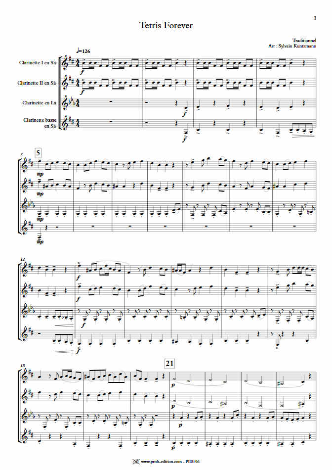 Tétris - Quatuor de Clarinettes - TRADITIONNEL RUSSE - Partition