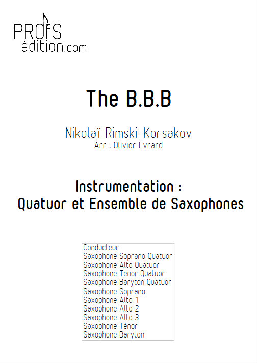 Bumble Bee Boogie (le vol du bourdon) - Quatuor et Ensemble de Saxophones - RIMSKY-KORSAKOV N. - page de garde