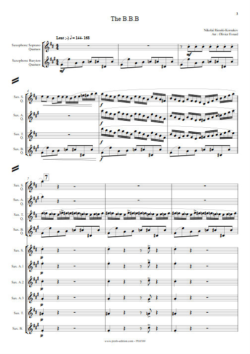 Bumble Bee Boogie (le vol du bourdon) - Quatuor et Ensemble de Saxophones - RIMSKY-KORSAKOV N. - Partition