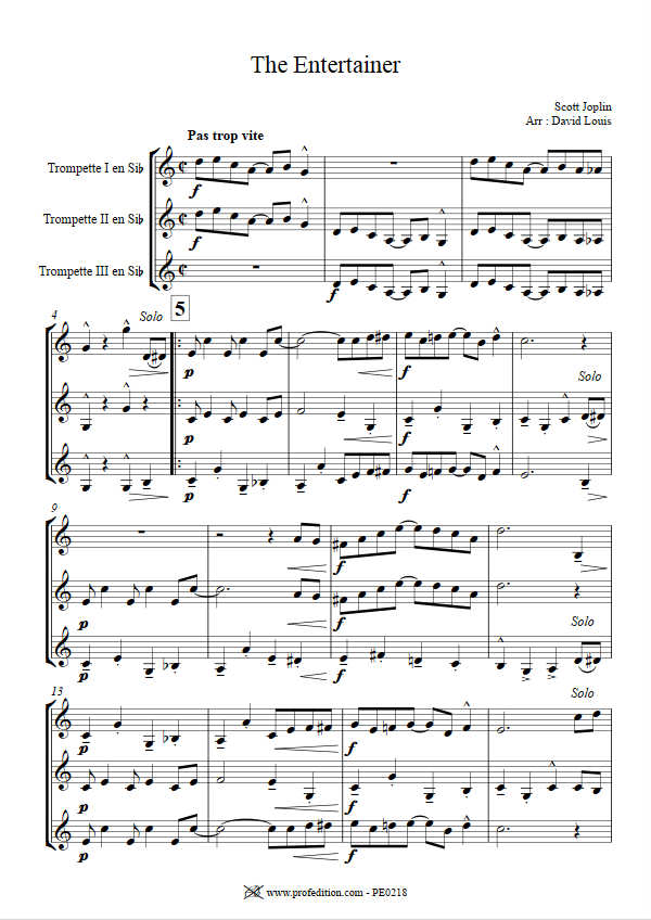 The Entertainer - Trio de Cuivres - JOPLIN S. - Fiche Pédagogique