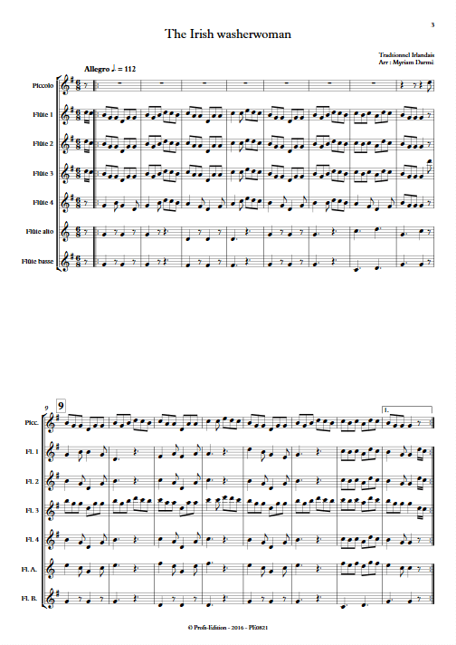 The Irish washerwoman - Ensemble de Flûtes - TRADITIONNEL IRLANDAIS - Partition