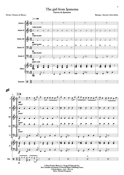 The girl from Ipanema - Ensemble Variable - JOBIM A. C. - Partition