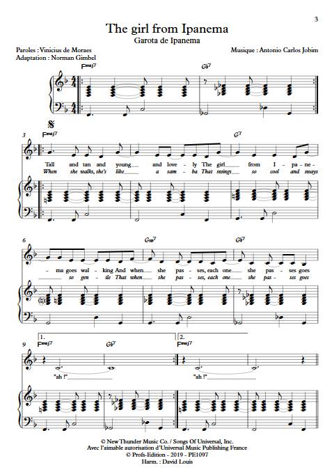 The girl from Ipanema - Piano Voix - JOBIM A. C. - Partition