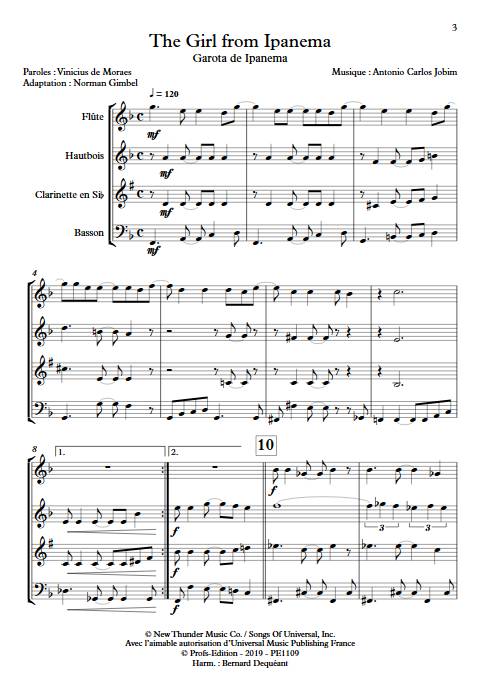 The girl from Ipanema - Quatuor à vents - JOBIM A. C. - Partition