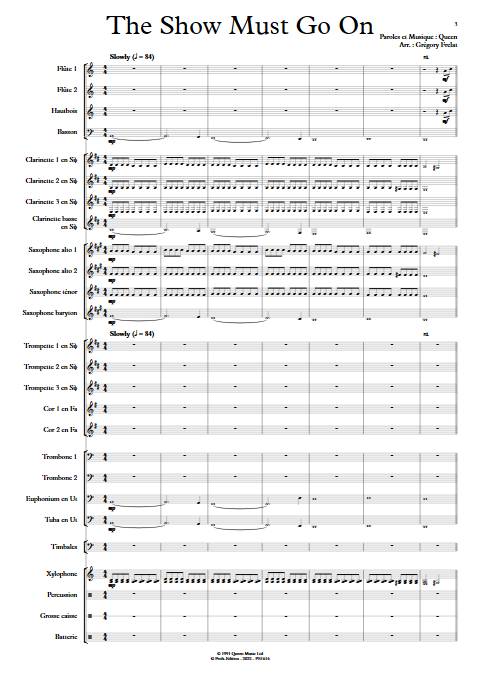 The Show Must Go on - Orchestre d'harmonie - QUEEN - app.scorescoreTitle