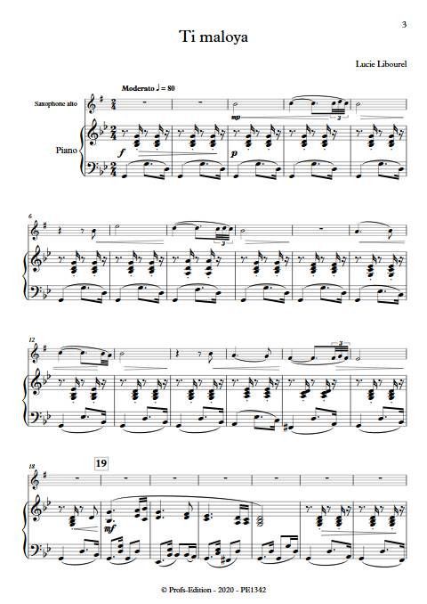 Ti maloya - Saxophone & Piano - LIBOUREL L. - app.scorescoreTitle