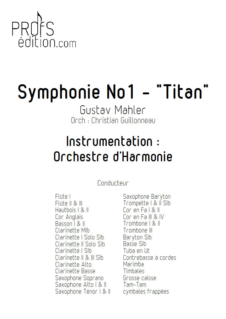 Symphonie n°1 Titan - Orchestre d'Harmonie - MAHLER G. - page de garde