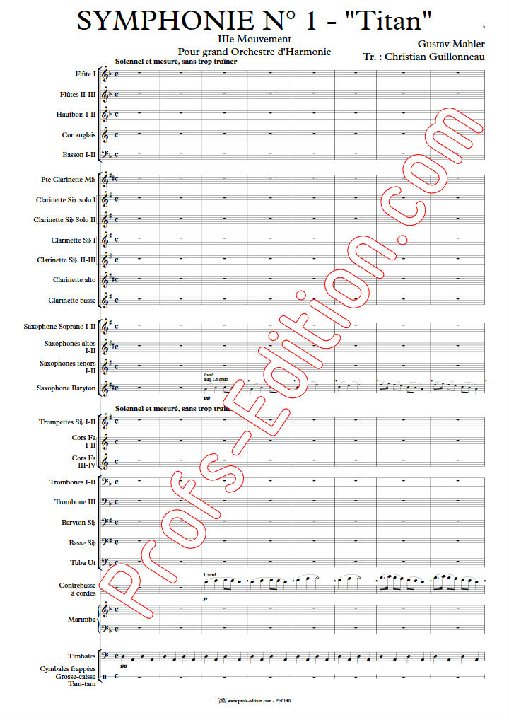 Symphonie n°1 Titan - Orchestre d'Harmonie - MAHLER G. - Partition