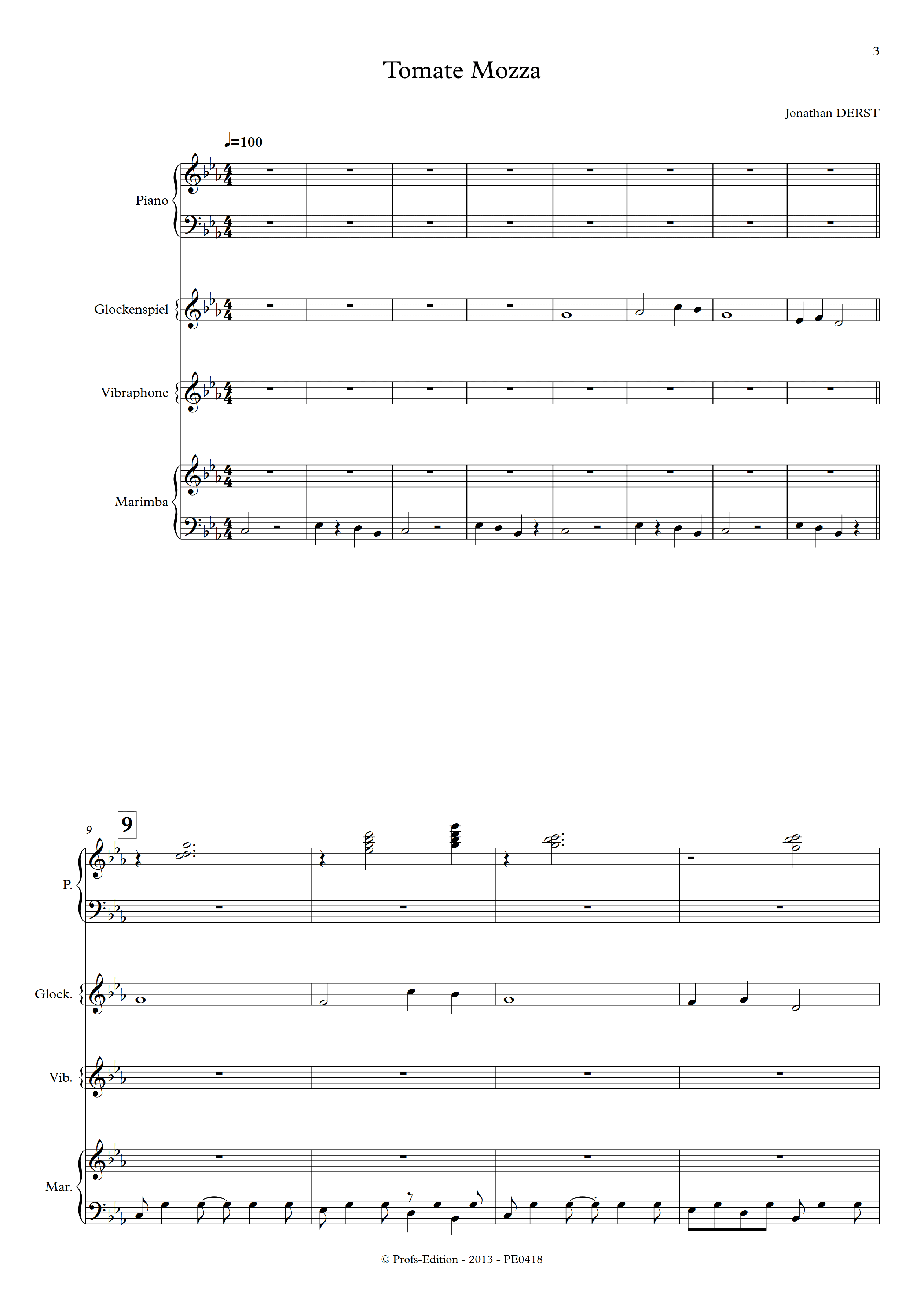 Tomate Mozza - Quatuor de Percussions - DERST J. - Partition