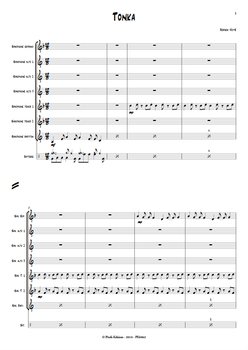 Tonka - Ensemble de Saxophones - VEYS A. - Partition