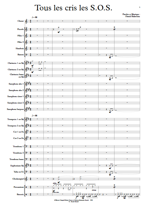 Tous les cris les SOS - Orchestre d'Harmonie - BALAVOINE D. - app.scorescoreTitle