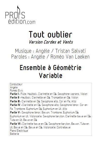 Tout oublier - Ensemble Variable - ANGELE - page de garde