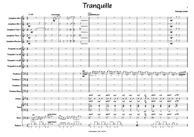 Tranquille - Big Band - SOULAT D. - Partition