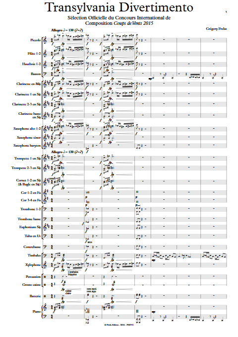 Transylvania Divertimento - Orchestre d'Harmonie - FRELAT G. - Partition