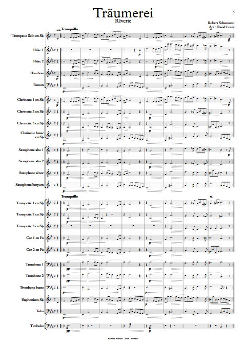 Träumerei - Orchestre d'Harmonie - SCHUMANN R. - Partition