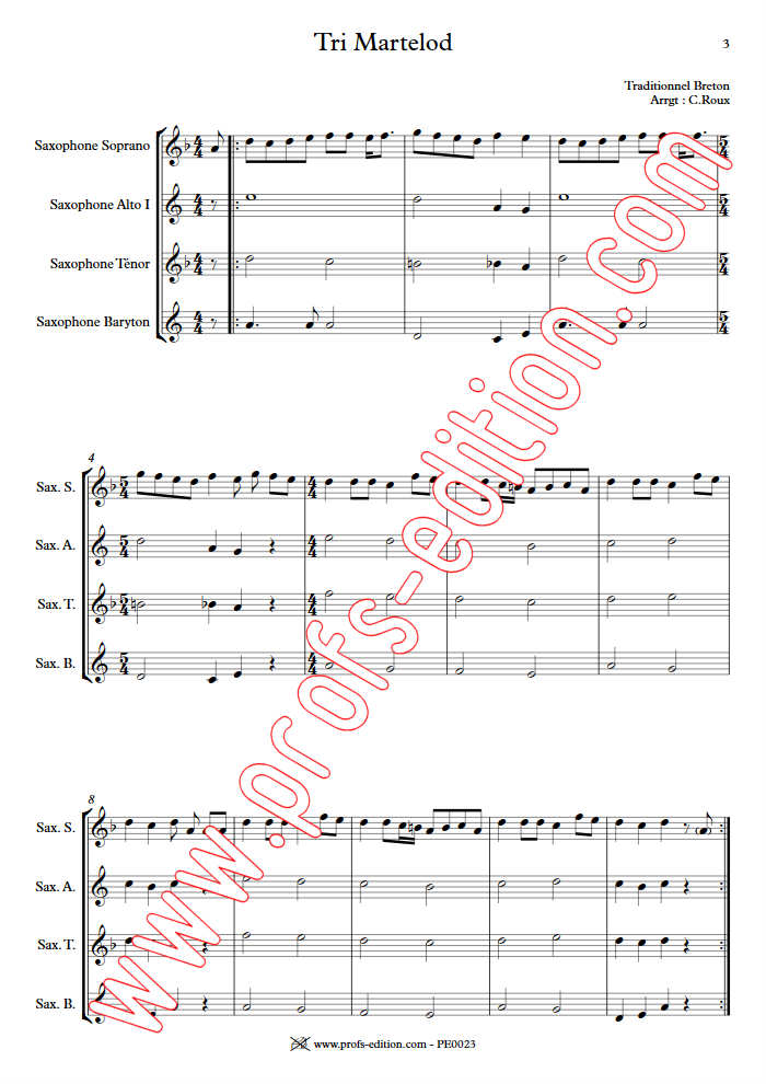 Tri Martelod - Quatuor de Saxophones - TRADITIONNEL BRETON - app.scorescoreTitle