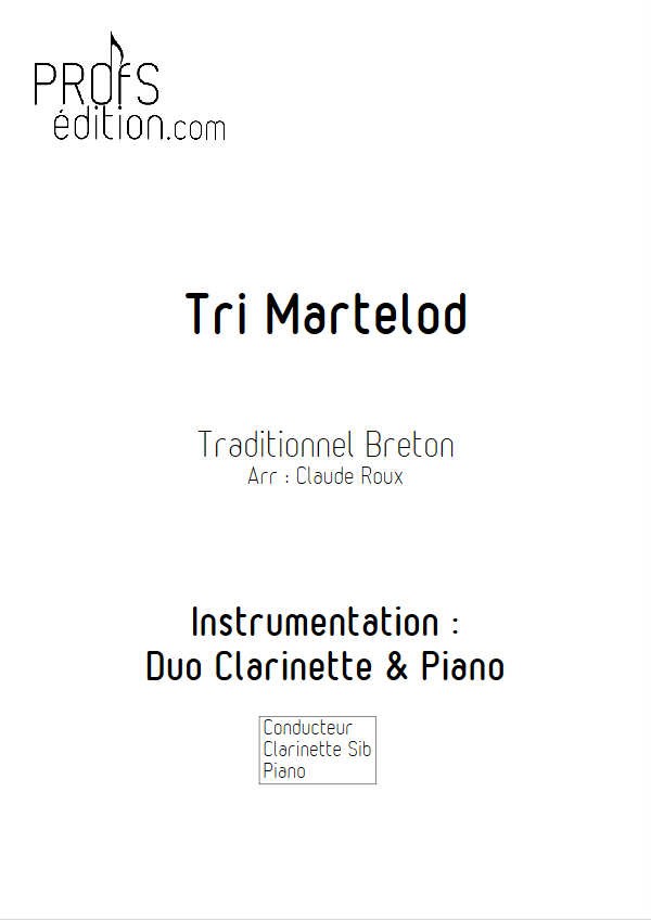 Tri Martelod - Duo Clarinette et Piano - TRADITIONNEL BRETON - page de garde