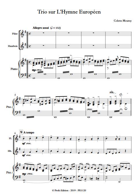 Trio sur l'Hymne Européen - Trio Flûte Hautbois Piano - BEETHOVEN L. V. - app.scorescoreTitle