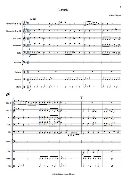 Tropic - Quintette de cuivres & percussions - CHAPUIS M. - Partition
