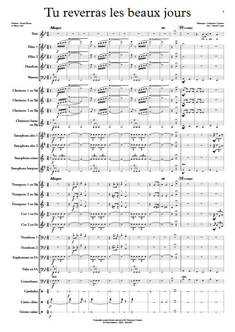 Tu reverras les beaux jours - Orchestre d'Harmonie - CANARO F. - app.scorescoreTitle