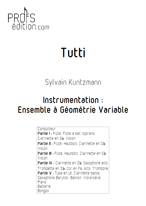 Tutti - Ensemble à Géométrie Variable - KUNTZMANN S. - page de garde