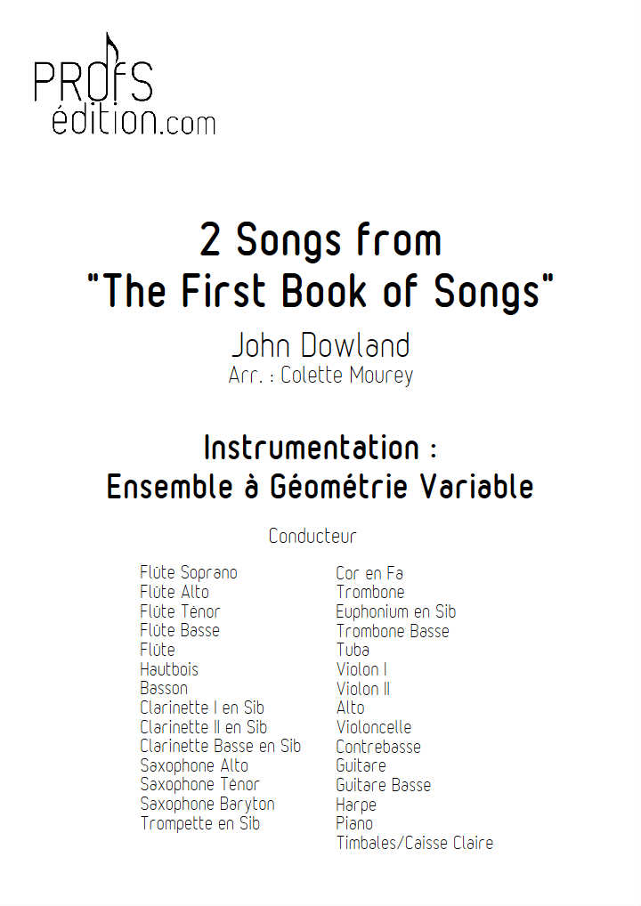 Two Songs - Ensemble Géométrie Variable - DOWLAND J. - page de garde