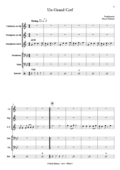 Un Grand Cerf - Fanfare - TRADITIONNEL - Partition