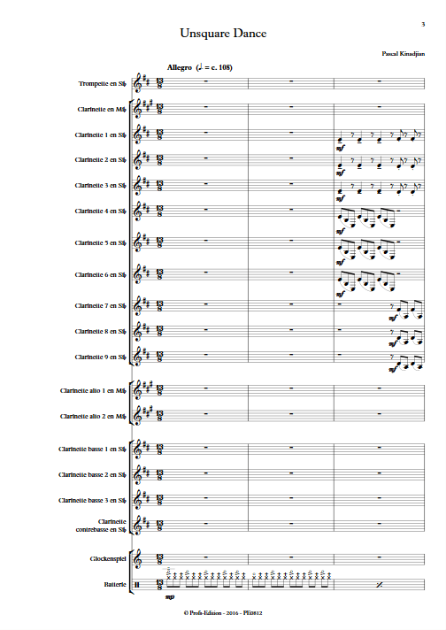 Unsquare Dance - Trompette et ensemble de Clarinettes - KINADJIAN P. - Partition