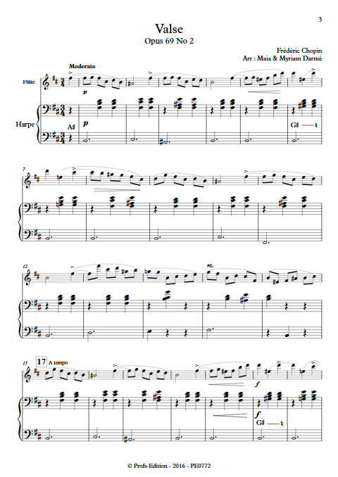 Valse Op 69 N°2 - Flûte & Harpe - CHOPIN F. - Partition