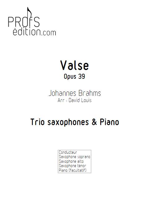 Valse n°15 Opus 39 - Trio Saxophones - BRAHMS J. - page de garde