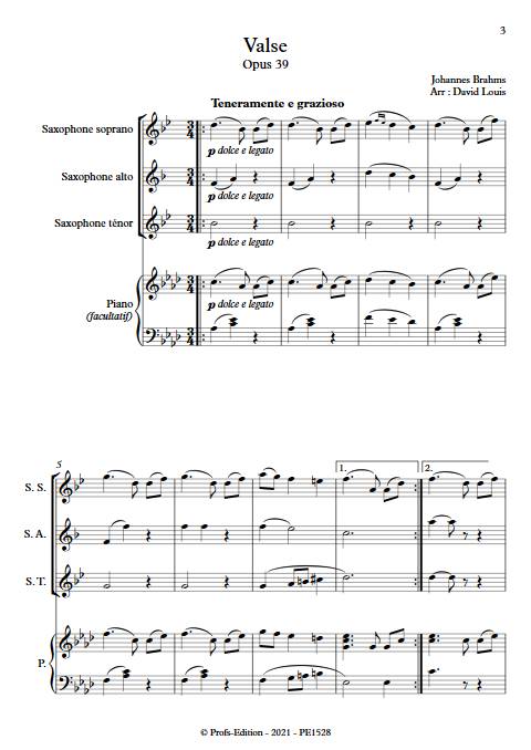 Valse n°15 Opus 39 - Trio Saxophones - BRAHMS J. - app.scorescoreTitle
