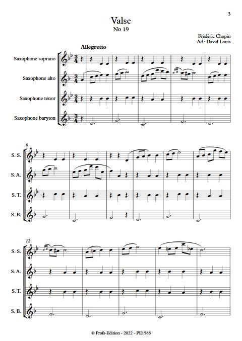 Valse No 19 - Quatuor de Saxophones - CHOPIN F. - app.scorescoreTitle