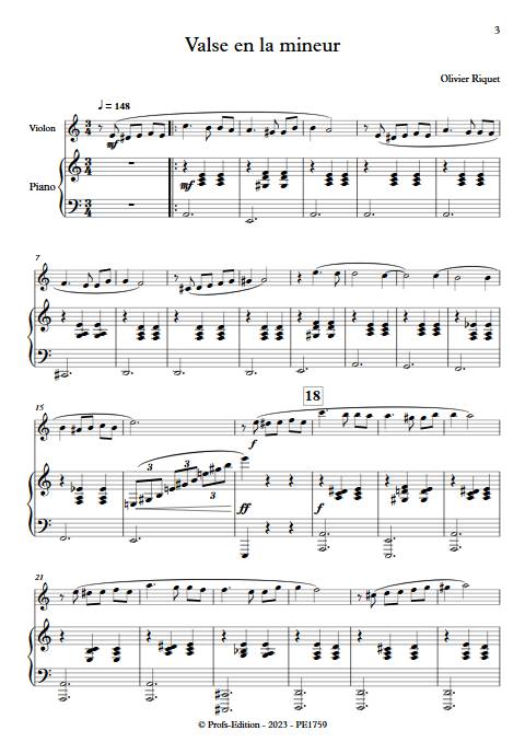 Valse en la mineur - Violon & Piano - RIQUET O. - Partition