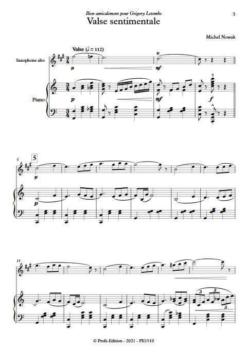 Valse sentimentale - Saxophone & Piano - NOWAK M. - Partition