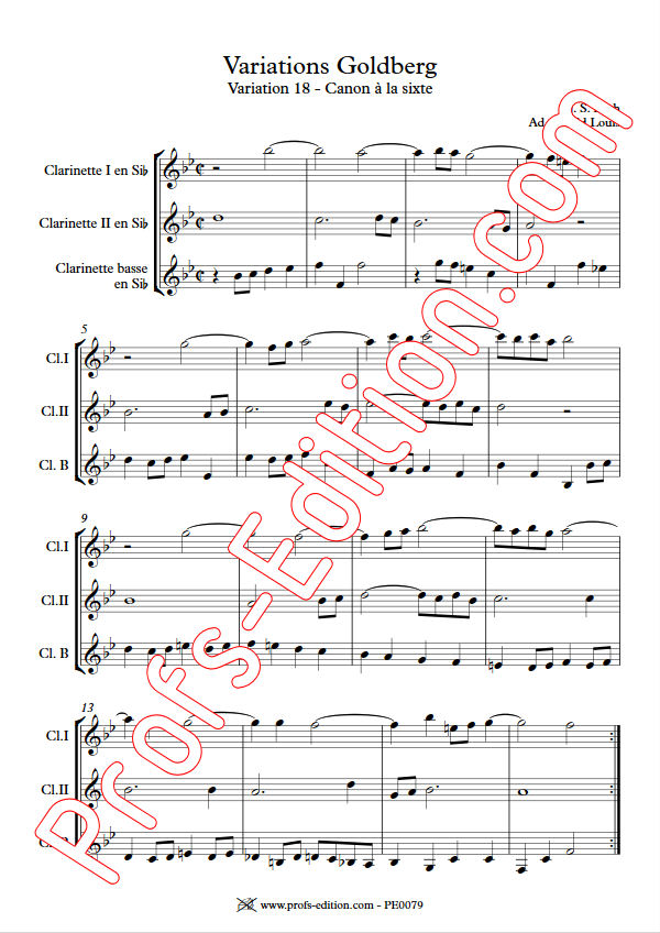 Variations Goldberg - Trio Clarinettes - BACH J. S. - Partition