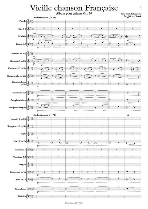 Vieille chanson Française - Orchestre d'Harmonie - TCHAIKOVSKI P. I. - Partition