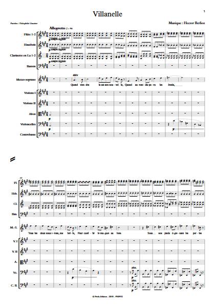 Villanelle - Chant & Orchestre Symphonique - BERLIOZ H. - Partition