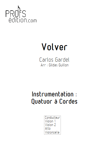 Volver - Quatuor à Cordes - GARDEL C. - page de garde
