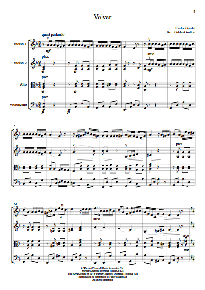 Volver - Quatuor à Cordes - GARDEL C. - Partition