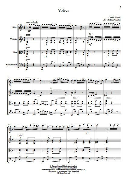 Volver - Flûte et Trio à Cordes - GARDEL C. - app.scorescoreTitle
