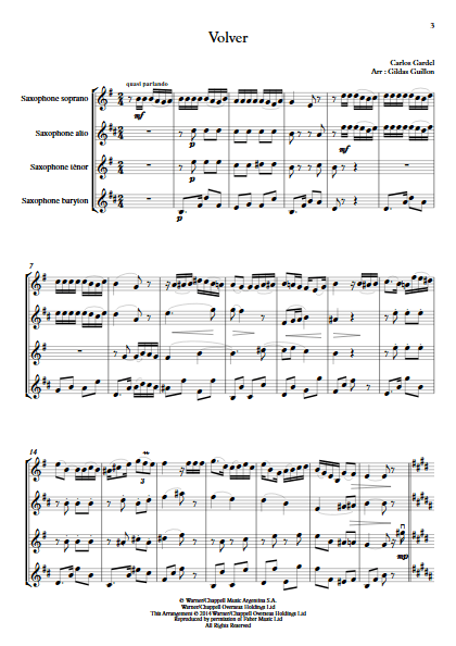 Volver - Quatuor de Saxophones - GARDEL C. - Partition