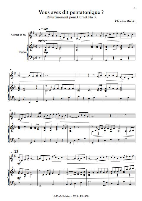 Vous avez dit pentatonique - Cornet & Piano - MECHIN C. - Partition