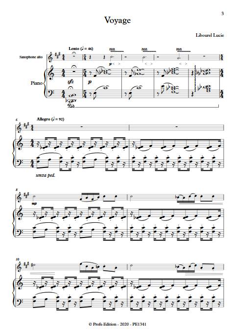 Voyage - Duo Saxophone Piano - LIBOUREL L. - Partition