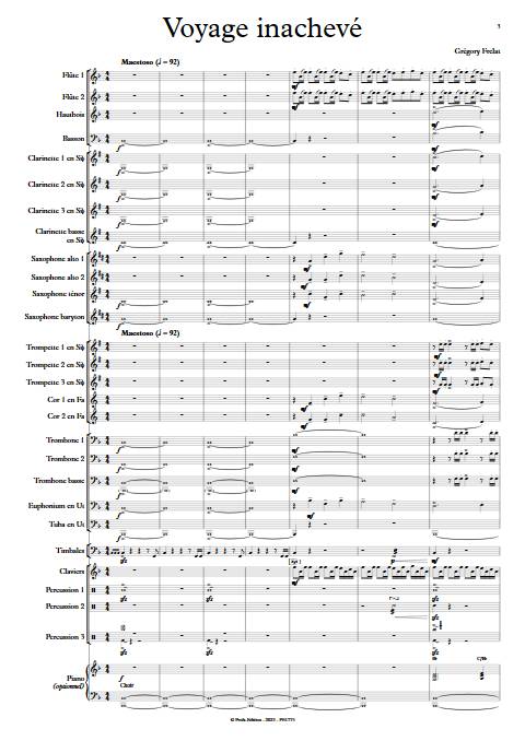 Voyage inachevé - Orchestre d'harmonie - FRELAT G. - Partition