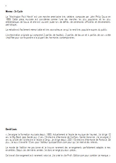 Washington Post March - Orchestre d'harmonie - SOUSA J. P. - Fiche Pédagogique